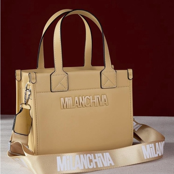 Milan Chiva Handbags - Tan Milan Chiva Quilted Tote Bag Top Handle Handbag with Coin Pouch-DEMO PURSE